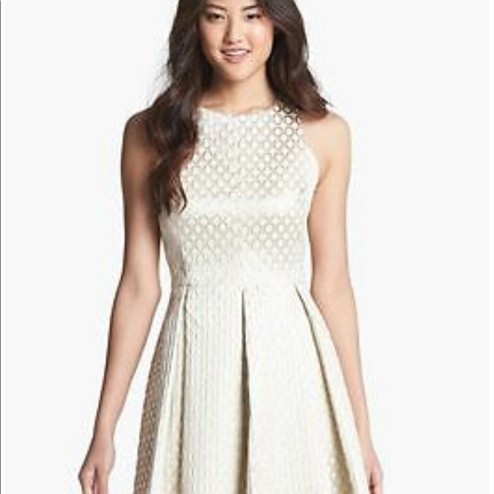 Eliza j jacquard fit and flare dress
